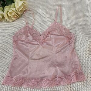 💕Vintage Union Made Pink Lace Trim Camisole💕